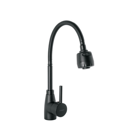 TBF-87M Monomando para fregadero con cuello flexible, negro, Tubig