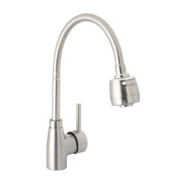 TBF-87N Monomando para fregadero con cuello flexible, satín, Tubig