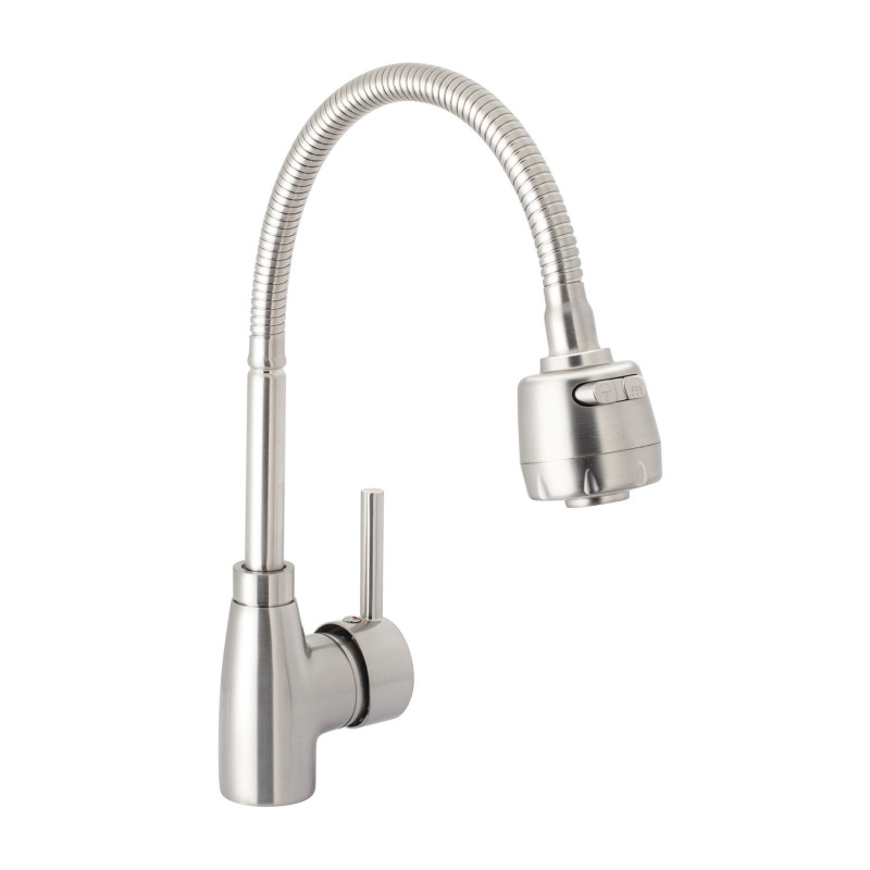 TBF-87N Monomando para fregadero con cuello flexible, satín, Tubig