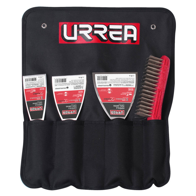 6501X URREA Juego de 3 espátulas flexibles de acero inoxidable con cepillo de alambre Urrea | DIHERESA 6501X URREA Juego de 3 espátulas flexibles de acero inoxidable con cepillo de alambre Urrea | DIHERESA
