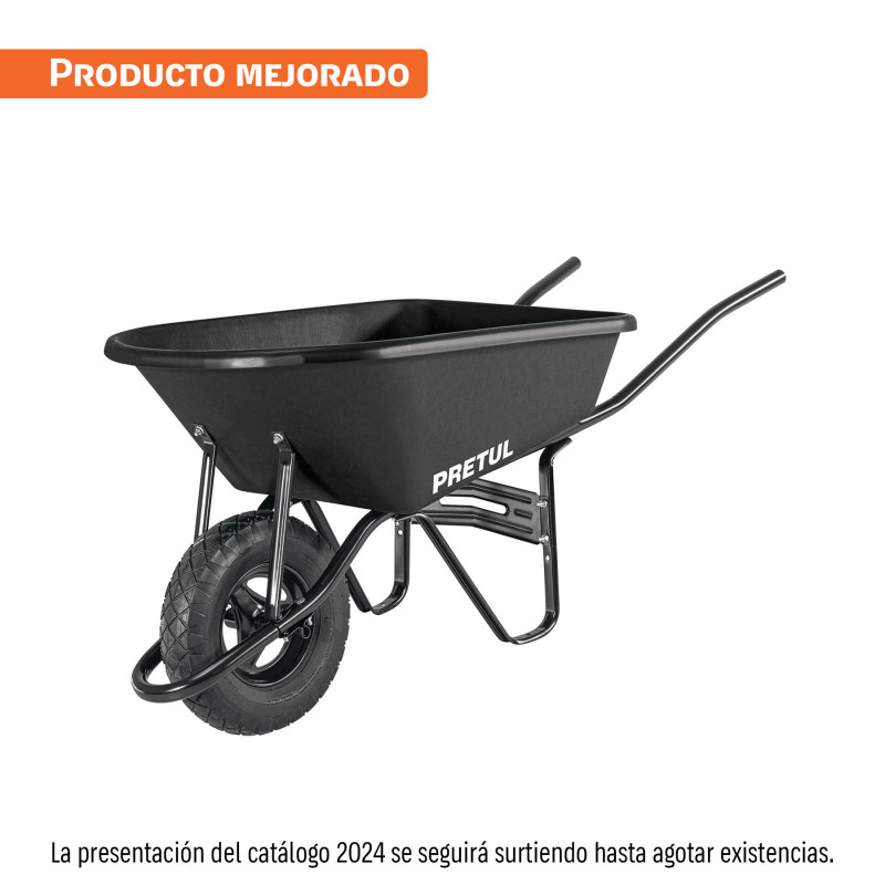 TP-5N Carretilla concha plástica 5 ft3 Neumática b/tubular, Pretul