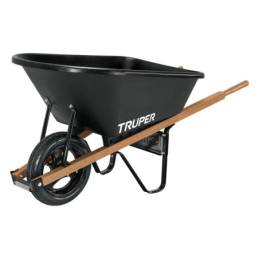 TP-6FF Carretilla concha plástica 6 ft3 Imponchable b/madera,Truper