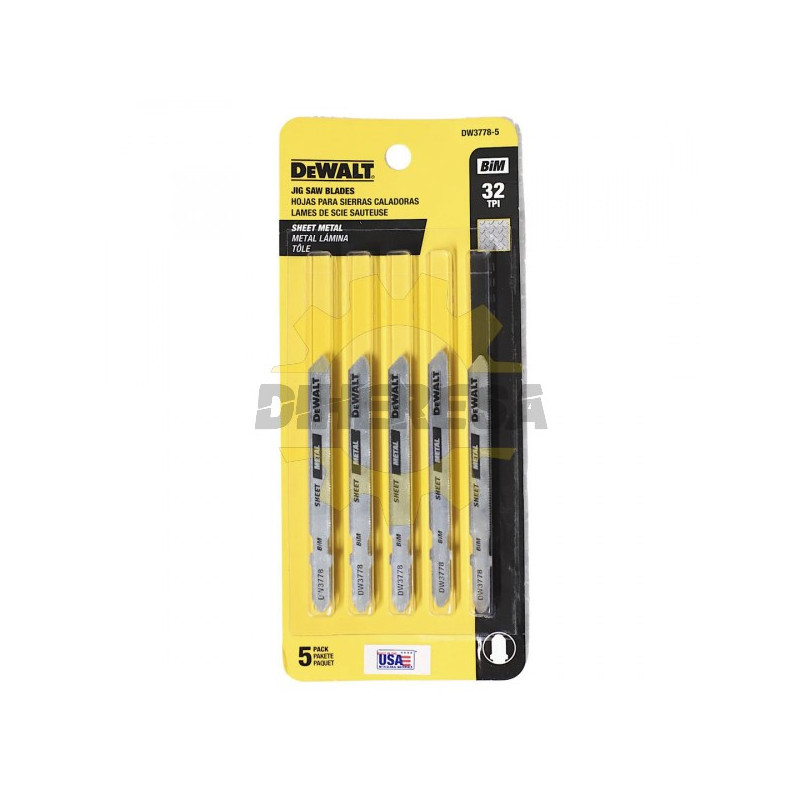 DW3778-5 32TPI T-SHK BI-METAL JS BLADE 5-PK