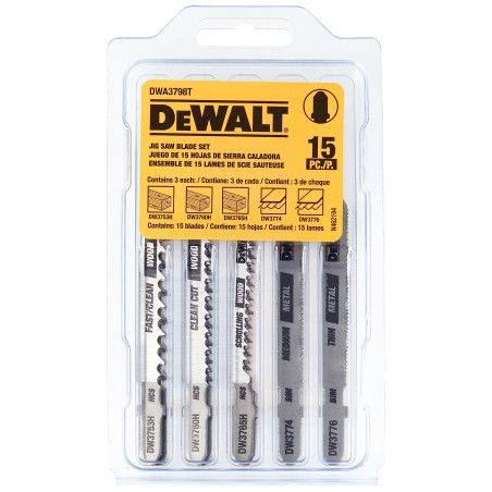 DWA3798T 15 PIECE T-SHANK JIG SAW SET