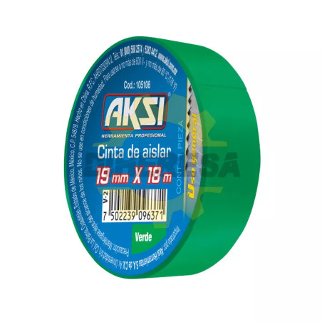 Cinta De Aislar Verde 19 Mm X 18m