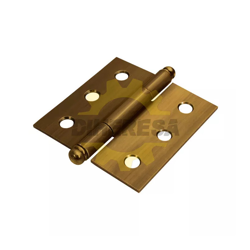 Bisagra Cuadrada Laton Antiguo 3 1/2" X 3 1/2" Cabeza Redonda