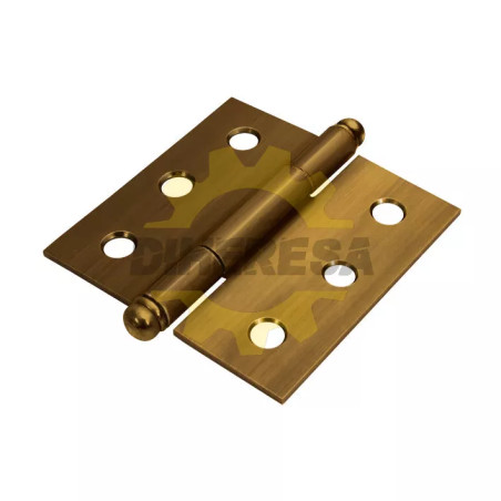 Bisagra Cuadrada Laton Antiguo 4" X 4" Cabeza Redonda