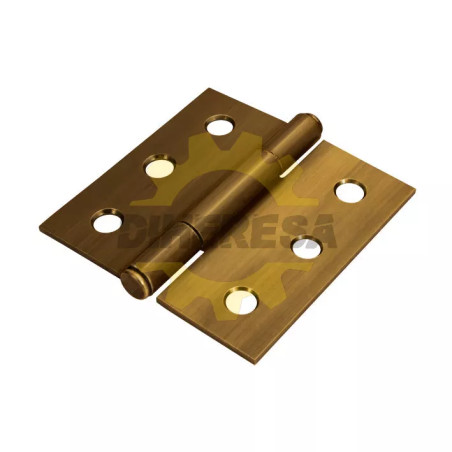 Bisagra Cuadrada Laton Antiguo 3" X 3" Cabeza Plana