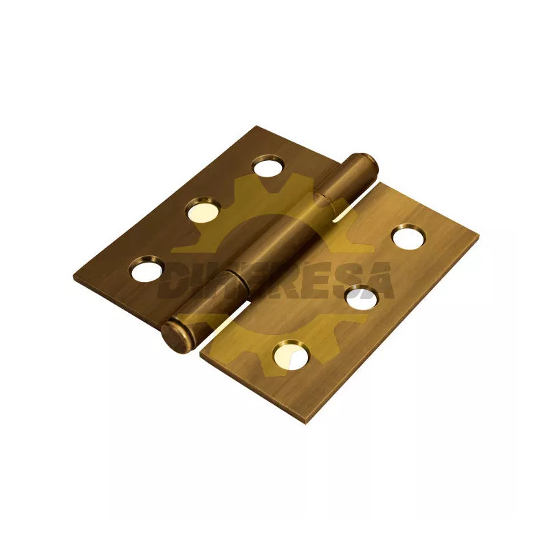 Bisagra Cuadrada Laton Antiguo 4" X 4" Cabeza Plana