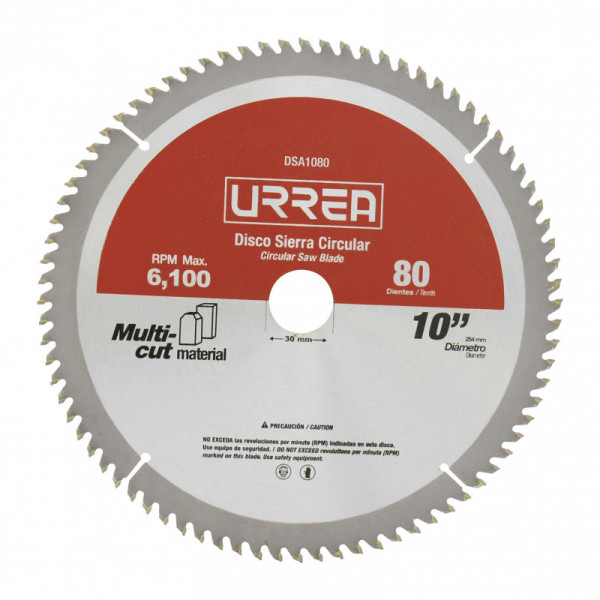DSA1080 URREA Disco para sierra circular para aluminio 10" 80 dientes  Urrea | DIHERESA