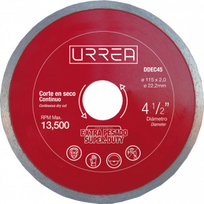 DDEC45 URREA Disco de diamante uso extra pesado corte continuo 4 1/2  pulgadas