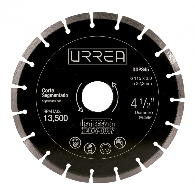 DDPS45 URREA Disco de diamante uso extra pesado corte segmentado 4 1/2" Urrea | DIHERESA DDPS45 URREA Disco de diamante uso extra pesado corte segmentado 4 1/2" Urrea | DIHERESA