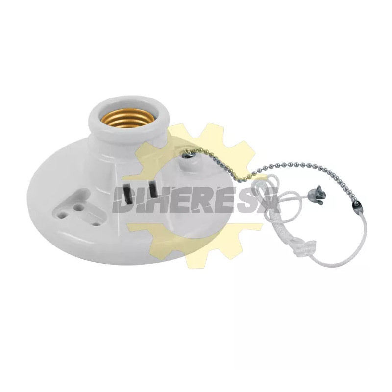Portalampara E27 Redondo Con Cadena Y Conector 4"