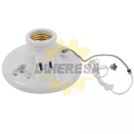 Portalampara E27 Redondo Con Cadena Y Conector 4"