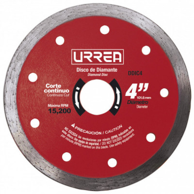 DDIC4 URREA Disco de diamante uso industrial corte continuo 4" Urrea | DIHERESA