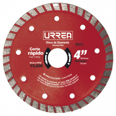 DDIT4 URREA Disco de diamante uso industrial corte turbo 4" Urrea | DIHERESA