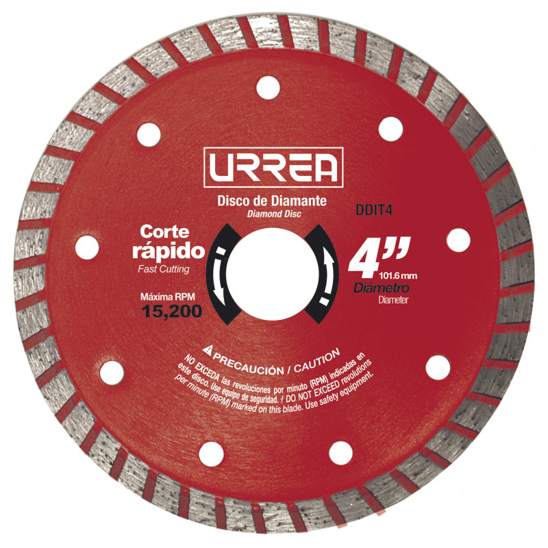 DDIT4 URREA Disco de diamante uso industrial corte turbo 4" Urrea | DIHERESA DDIT4 URREA Disco de diamante uso industrial corte turbo 4" Urrea | DIHERESA