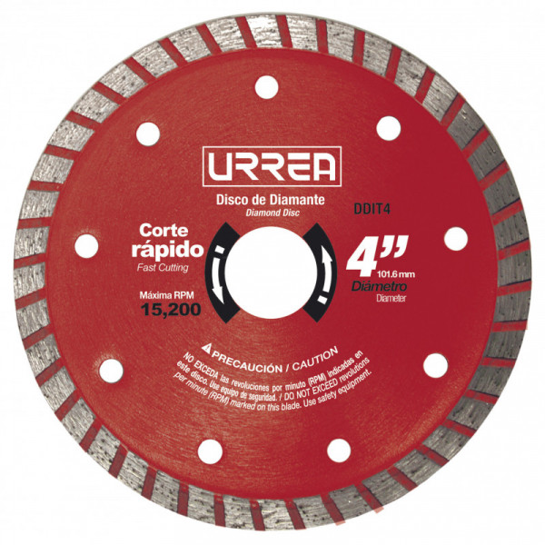 DDIT4 URREA Disco de diamante uso industrial corte turbo 4" Urrea | DIHERESA