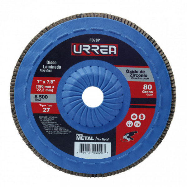 FD78P URREA Disco lamin 7" gno 80 plast Urrea | DIHERESA