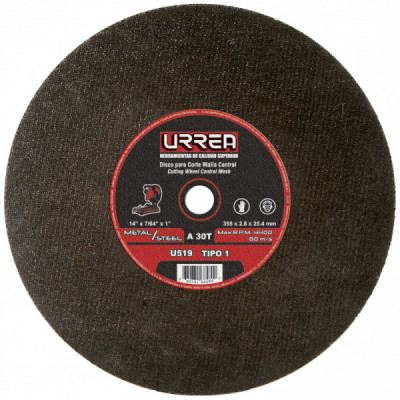U519 URREA Disco abrasivo tipo 1 para metal 14 x 7/64" uso extra pesado Urrea | DIHERESA