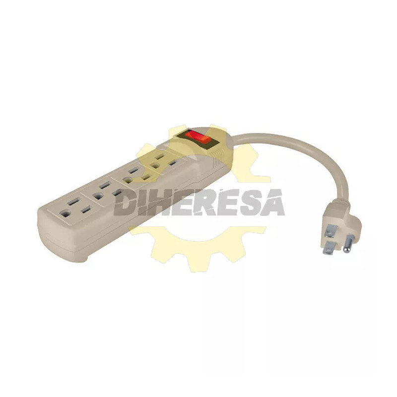 Barra Multicontacto 4 Entradas Cable 20cm 14awg