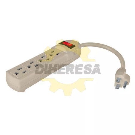 Barra Multicontacto 4 Entradas Cable 20cm 14awg