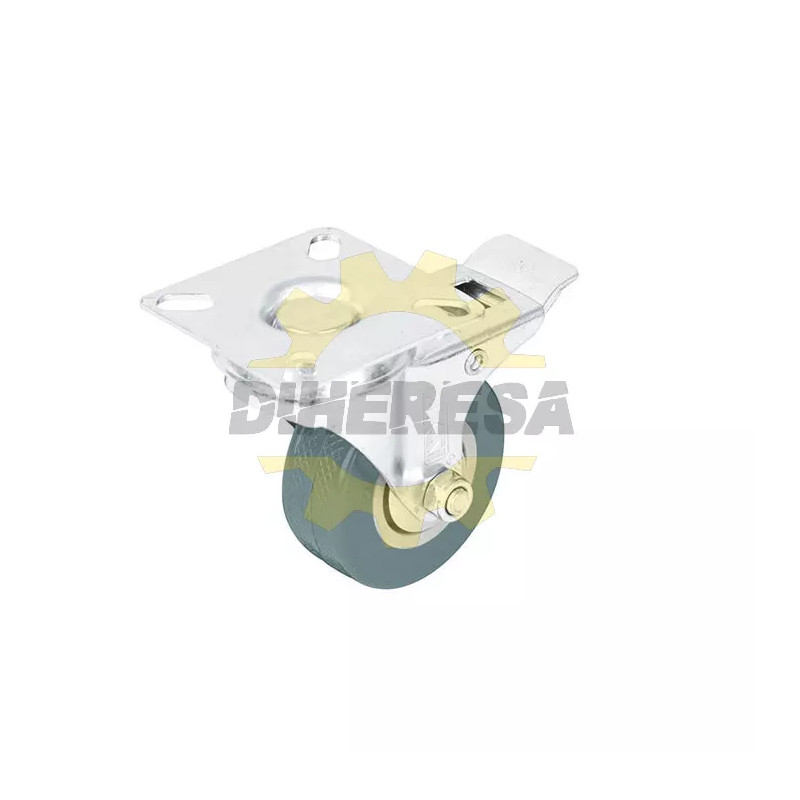 Rodaja Pvc Placa Movil Con Freno 3" (75mm)