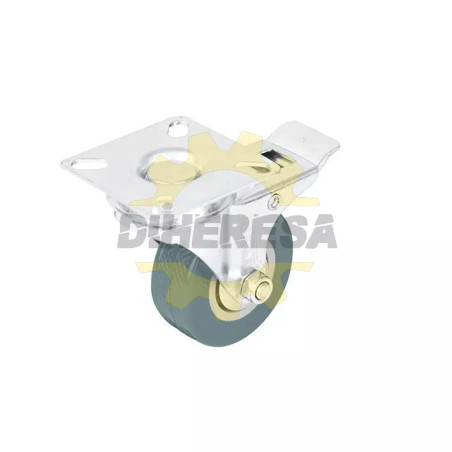 Rodaja Pvc Placa Movil Con Freno 3" (75mm)