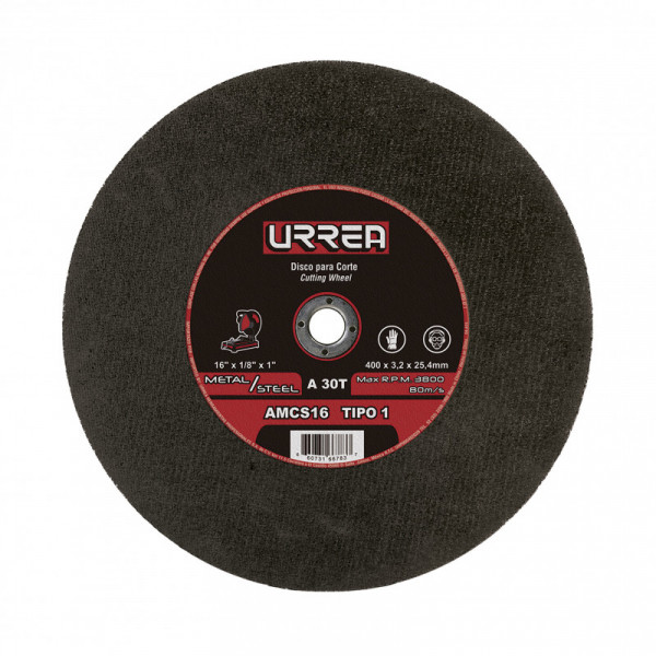 AMCS16 URREA Disco abrasivo tipo 1 para metal 16 x 1/8" uso general Urrea | DIHERESA