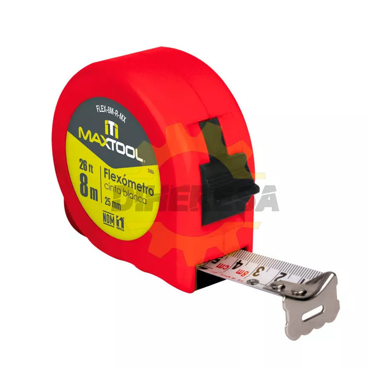 Flexometro De 8 Mts Color Rojo