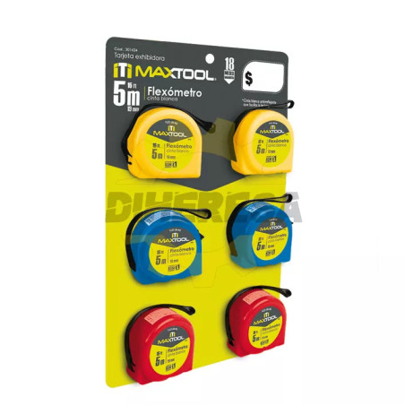 Flexometro De 3 Mts En Tarjeta De 12 Pzs