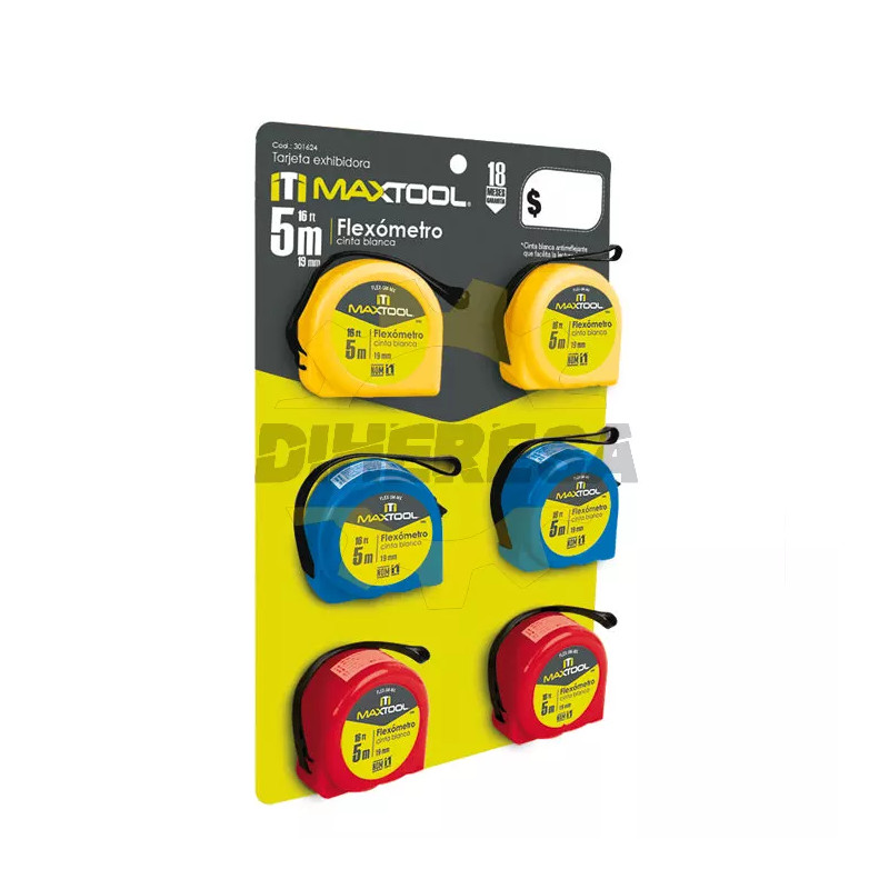 Flexometro De 8 Mts En Tarjeta De 6 Pzs