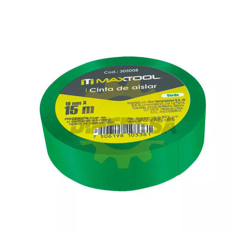 Cinta De Aislar Verde 19mmx15m