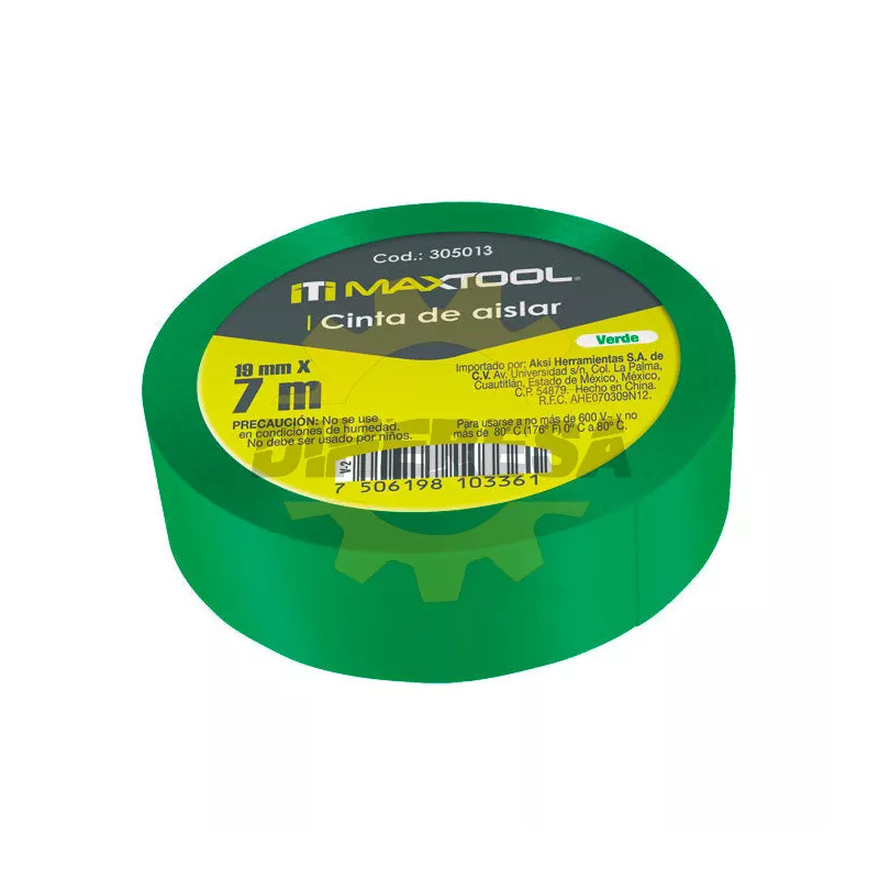 Cinta De Aislar Verde 19mmx7m