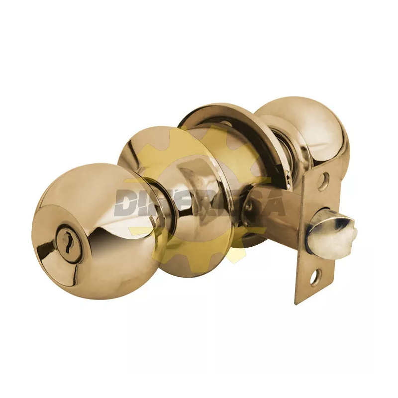 Cerradura De Pomo Tipo Esfera, Laton Brillante (Recamara) Caja