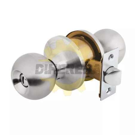 Cerradura De Pomo Tipo Esfera, Cromo Mate (Baño) Caja