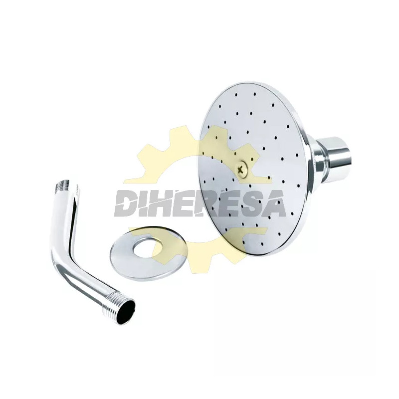 Regadera Redonda 3 1/2" Metalica Con Brazo Y Chapeton