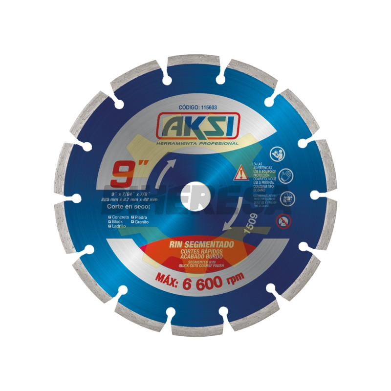Disco Diamantado Rin Segmentado De 9" - Ak