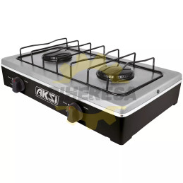 Estufa De Mesa 2 Quemadores Negro Con Acero Inox
