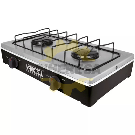 Estufa De Mesa 2 Quemadores Negro Con Acero Inox