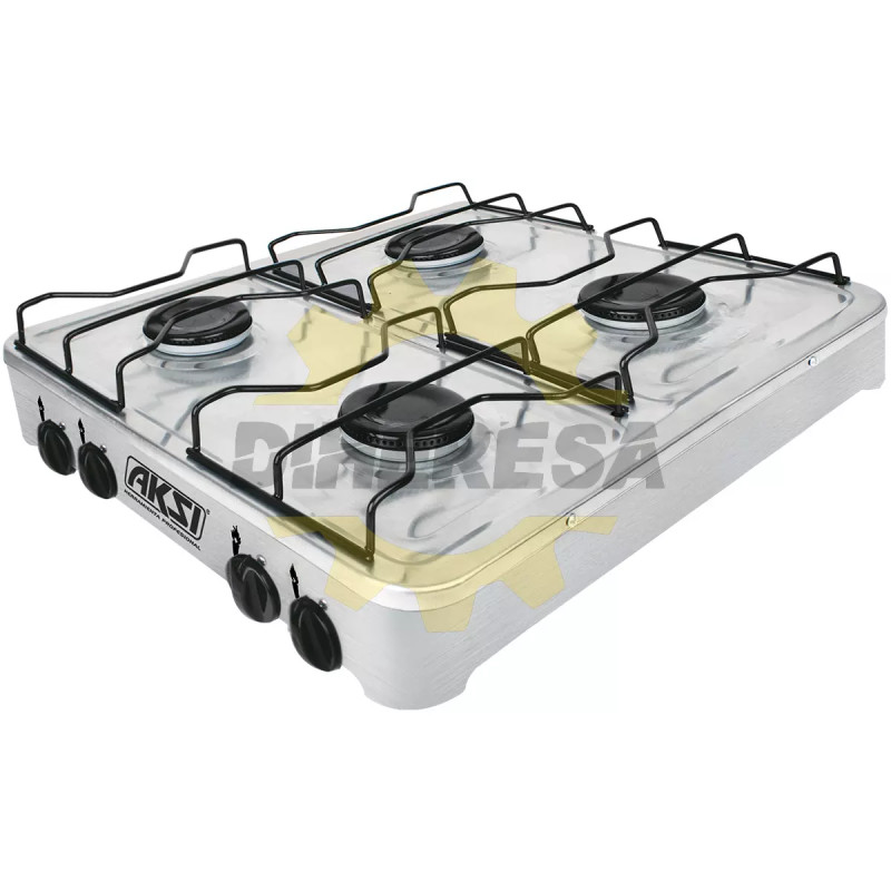 Estufa De Mesa 4 Quemadores Acero Inoxidable