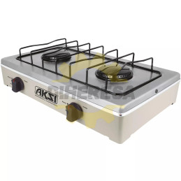 Estufa De Mesa 2 Quemadores Almendra Con Acero Inox