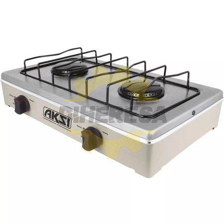 Estufa De Mesa 2 Quemadores Almendra Con Acero Inox