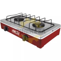 Estufa De Mesa 2 Quemadores Rojo Con Acero Inox