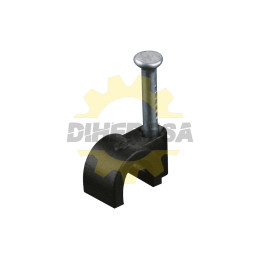 Grapa Para Cable Coaxial-Curva De 6mm Color Negro Con Clavo  20pcs Por Bolsa