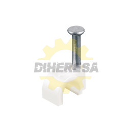 Grapa Para Cable Coaxial-Curva De 16mm Color Blaco Con Clavo  20pcs Por Bolsa