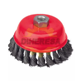 Carda De Copa De 5", Alambre Trenzado Grueso - Entrada 14mm