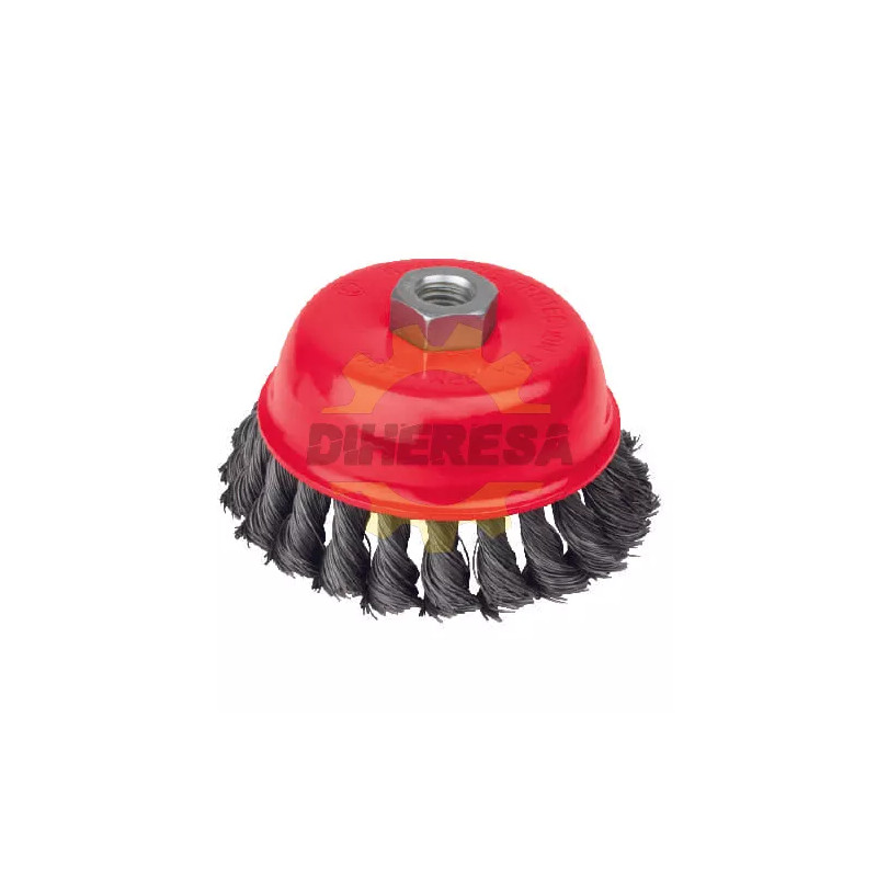 Carda De Copa De 5", Alambre Trenzado Grueso - Entrada 14mm