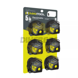 Flexometro De 5 Mts Anti Impacto En Tarjeta De 6 Pzs