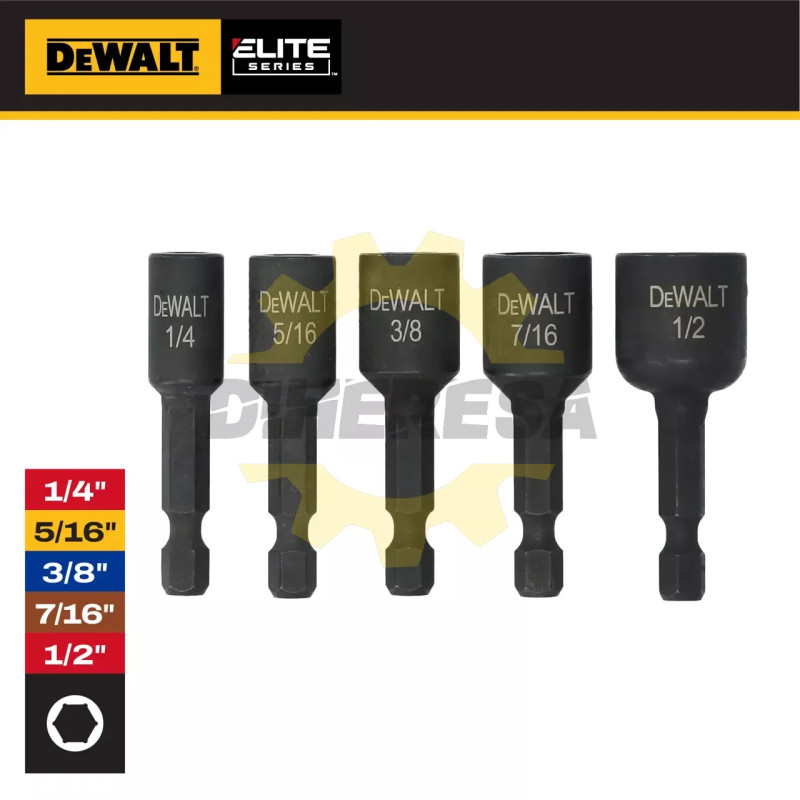 DEWALT DWAFEND5 ELITE JUEGO DE ADAPTADERES MAGNETICOS 1/4 A 1/2